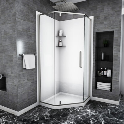 Porte de douche 34-1 / 8 "X 72" Cabine de douche semi-sans cadre à charnière