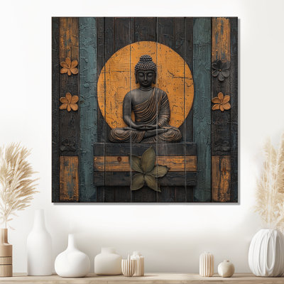 Buddha Mystic Tradition Of Buddhism - Traditional Wood Wall Decor On Natural Pine Wood