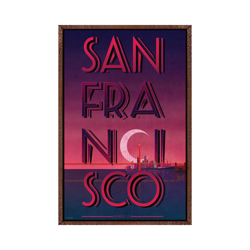 San Francisco - Print on Canvas, 66.04 cm H x 45.72 cm W, Classic Brown Wood Framed