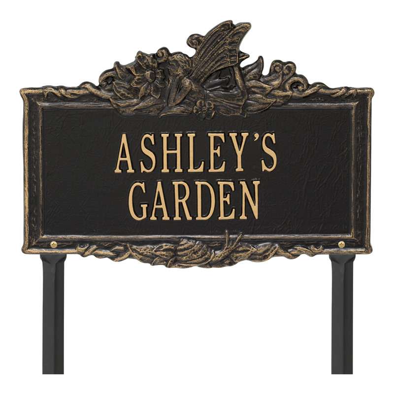 Fairy Personalized Garden Sign, Black/Gold, Yes