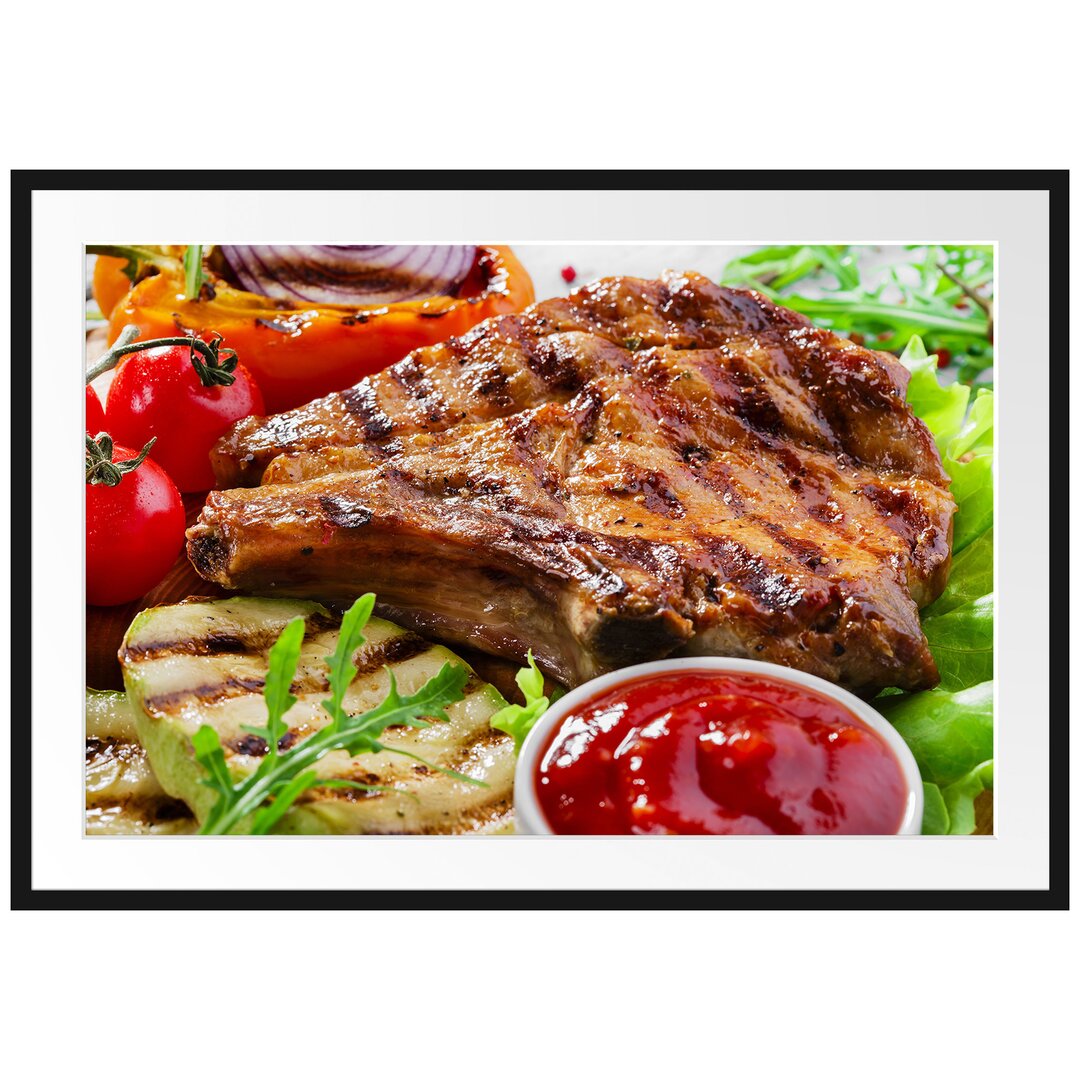 Gegrilltes Steak Gerahmter Fotodruck Poster