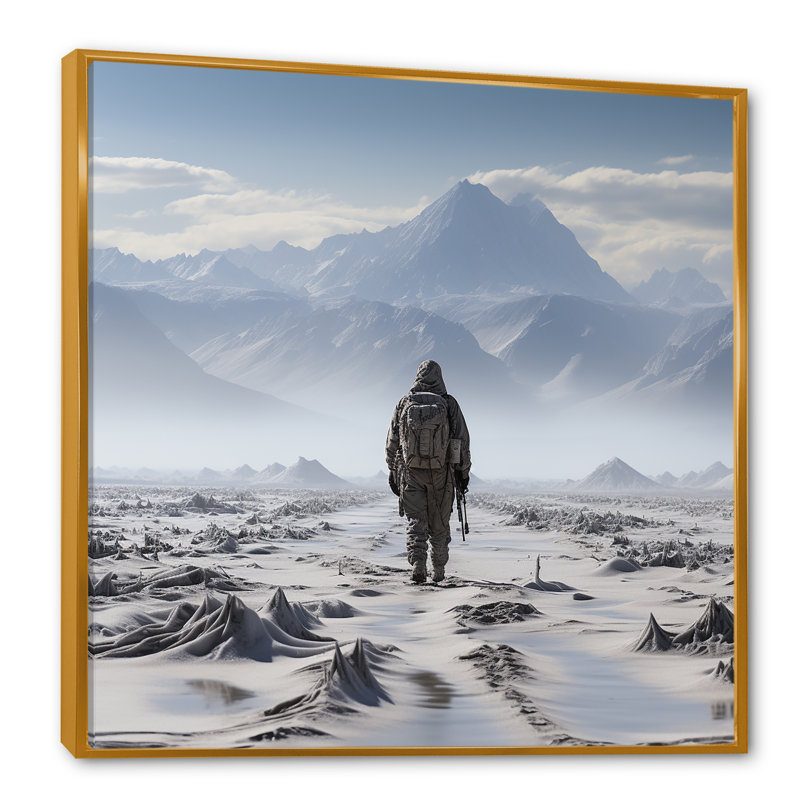 «Military War Landscape Silent témoin» sur toile, H 16 po x l 16 po x P 1 po, Cadre flottant doré