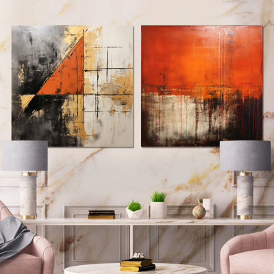 Lyrical Abstraction Collage I - Abstract Collages Wall Art Prints Set Of 2