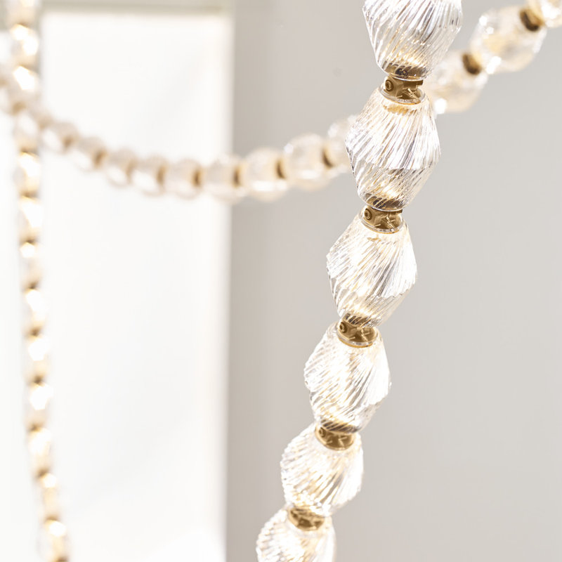 Collier LED Chandelier, Natural Brass, 132"