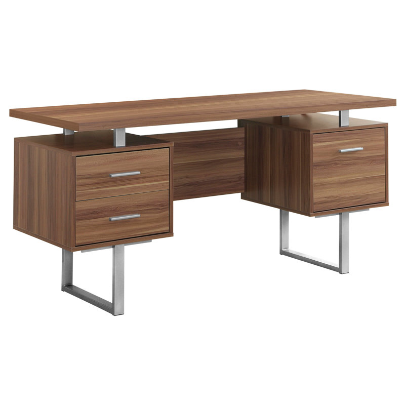 Bureau d'ordinateur à configuration à gauche ou à droite avec tiroirs de rangement pour le bureau personnel Jazarian, Noyer