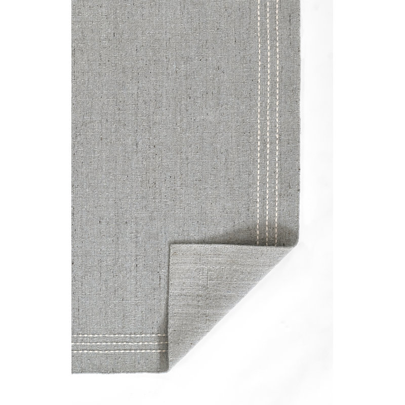 Momeni Oliver Solid Wool and Polyester Hand Loomed Light Blue Area Rug, Runner 2'3" x 8'