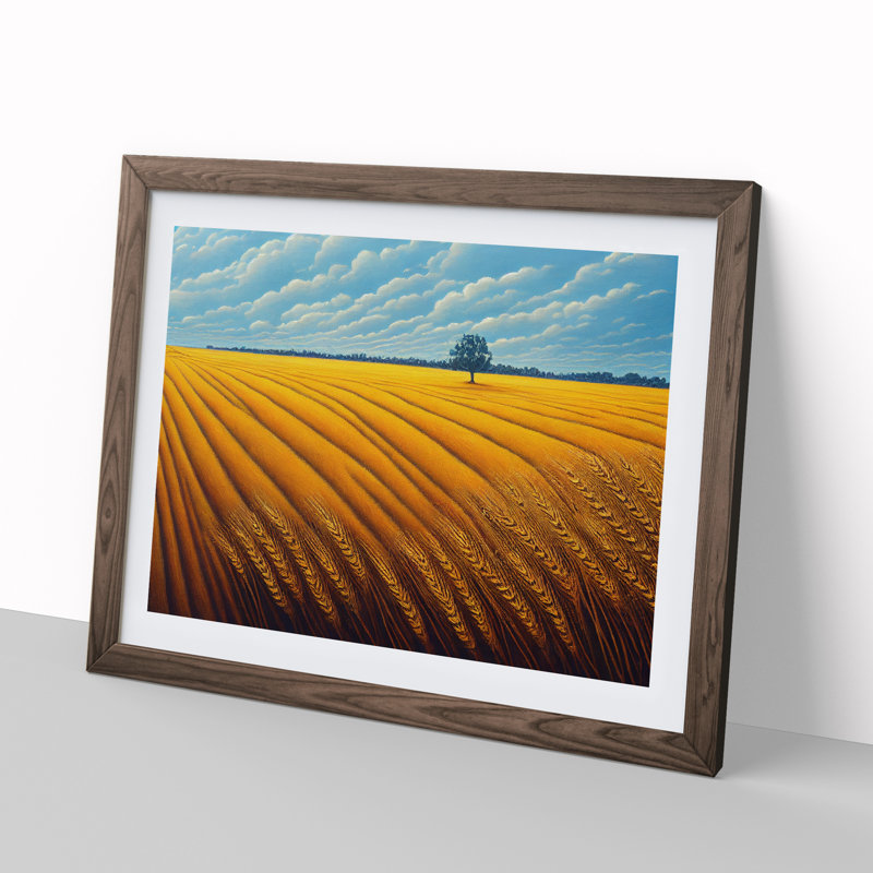 Magical Wheat Field - Framed Print, 34cm H x 46cm W x 2cm D, Walnut