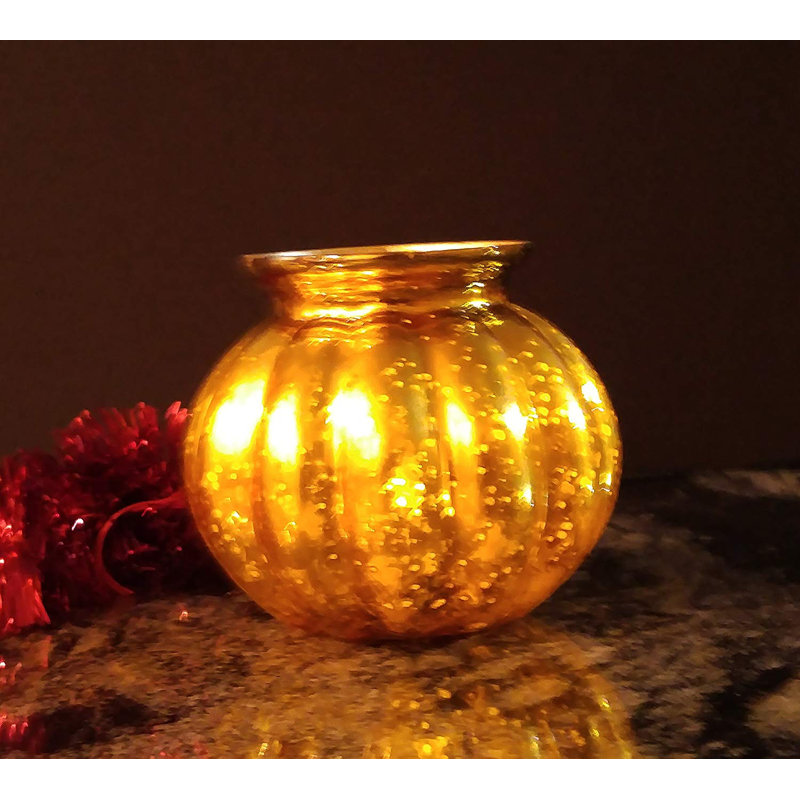 Porte-votive en verre tacheté, Rouge