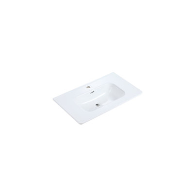 Lavabo en céramique blanc brillant élégant - intégré, nécessitant peu d'entretien pour les éviers à fort impact