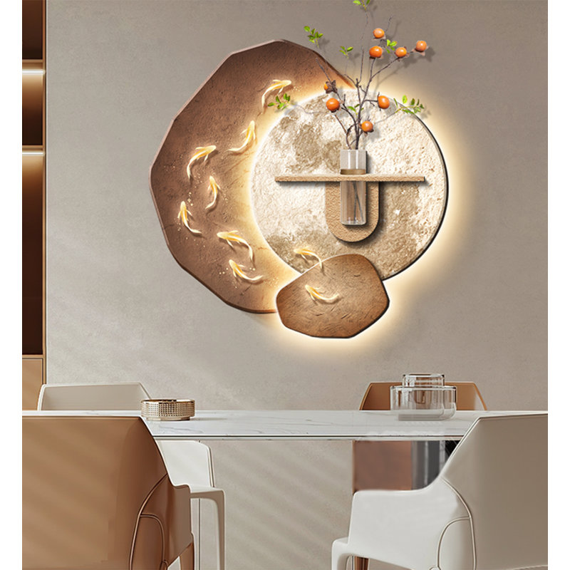 Décoration murale zen poisson jouant sur le grès, H 23,62 po x l 23,62 po x P 1,18 po