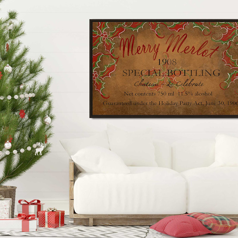 «Merry Merlot (Horizontal)» par Jodi - impression, H 39,5 po x l 63,5 po x P 2 po, Cadre flottant espresso