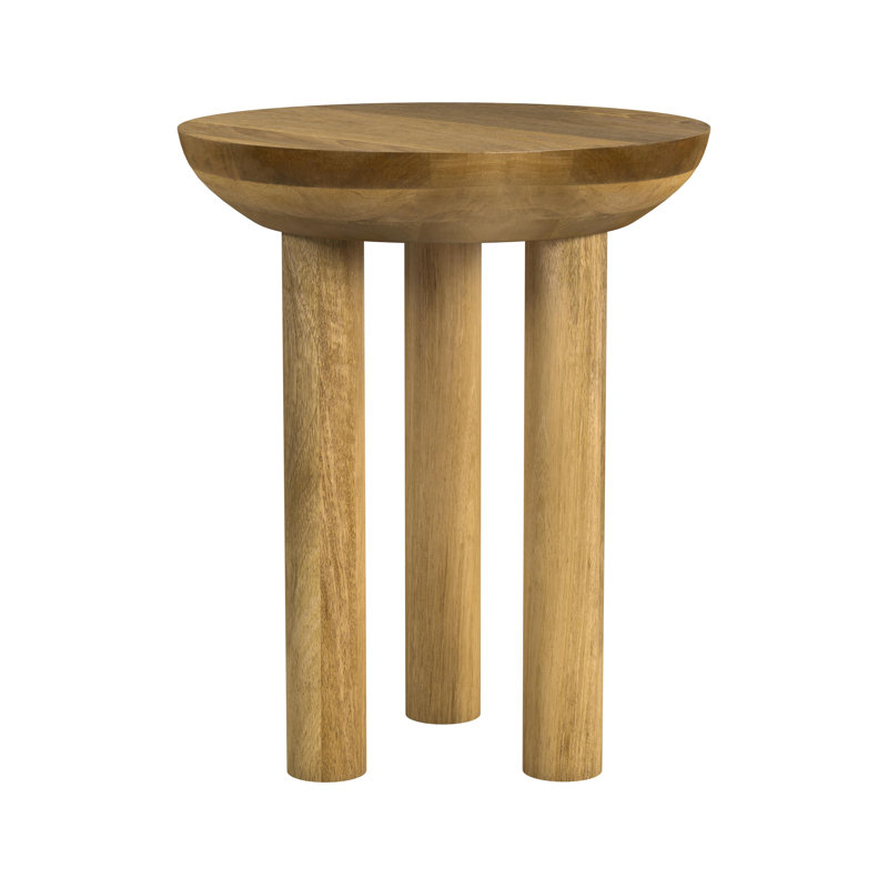 Ebern Designs Mango Wood 3-Leg Side Table, Natural