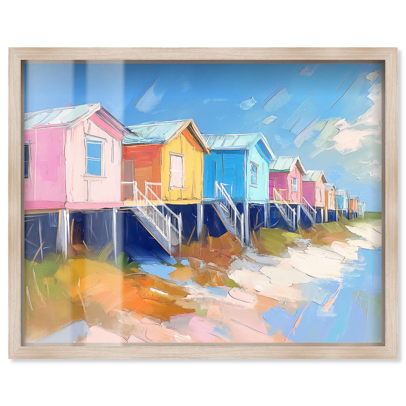 «Coastal Shadowbox», impression côtière par Art Remedy, H 37 po x l 46 po, Crème, crème