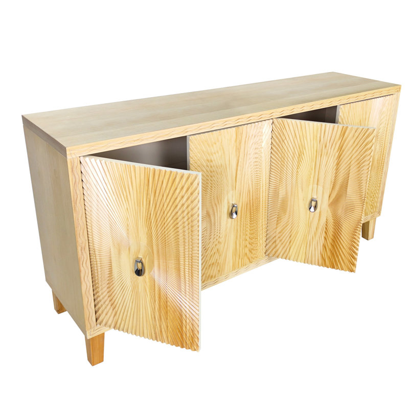 Armoire d'appoint rétro avec motif à vagues - Intérieur spacieux pour divers articles et élégants (accents multifonctionnels naturels différents besoins