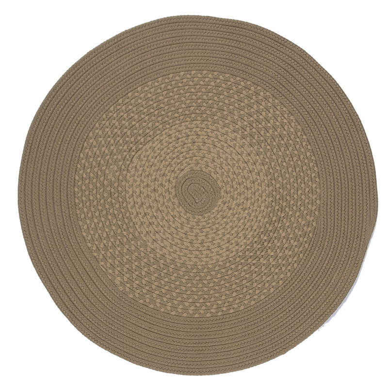 Taupe/Ivoire Tapis décoratif tressé à la main divine, Rond 16 po