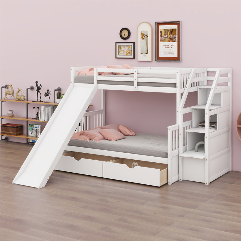 Jeniffer Twin Over Twin Standard Bunk Bed with Slide - Thumbnail 3