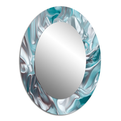 Silver Blue Dancing Colors - Modern Oval Wall Mirror
