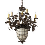 28" Wide Greenbriar Oak 9 Arm Chandelier
