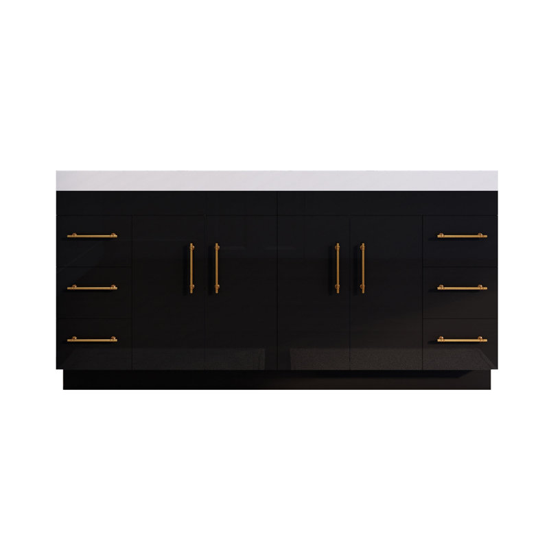 Ensemble de meuble-lavabo double Spring, Lustre noir, 72"