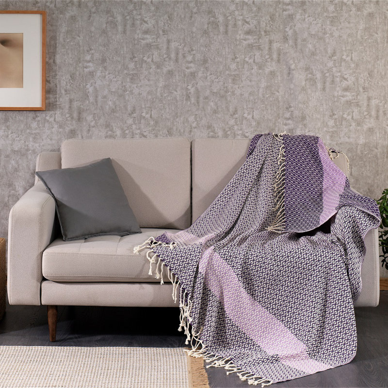 Hand Woven Throw Blanket, Purple