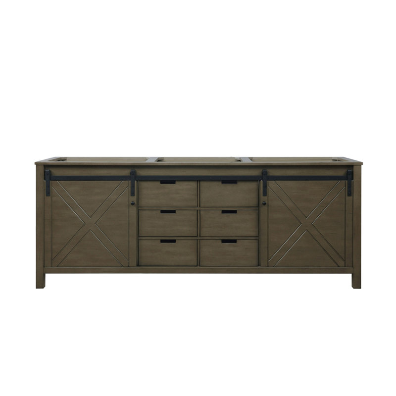 Meuble-lavabo double rustique brun 84 po X P 22 po D, Brun rustique
