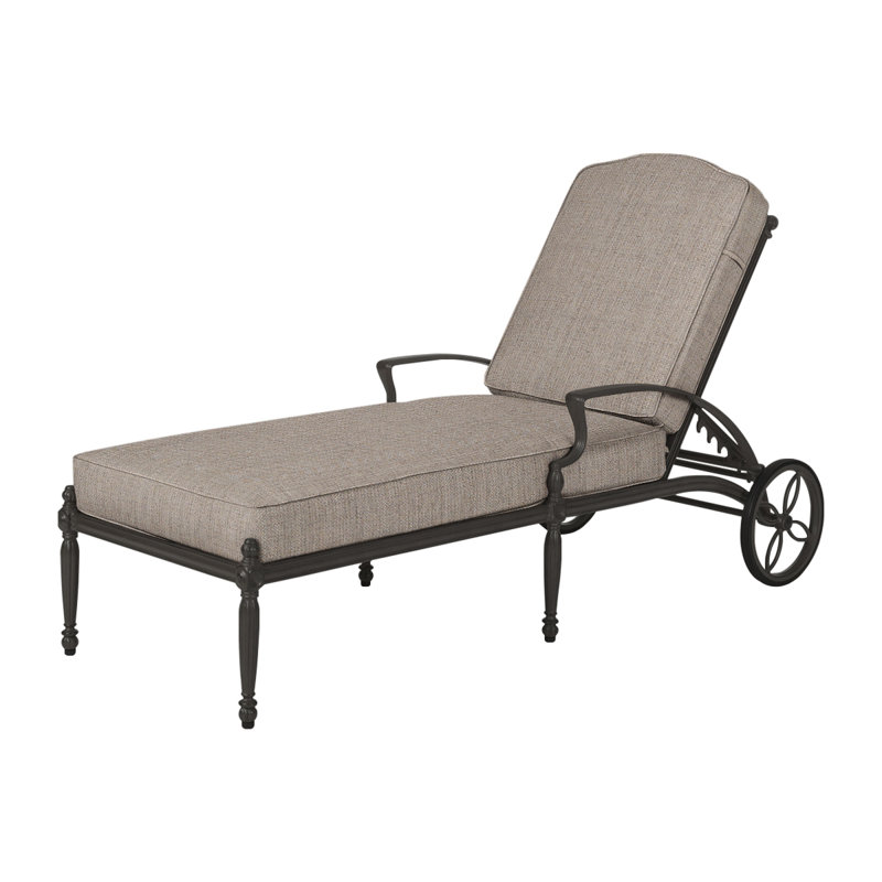 Bel Air Chaise Lounge with Sunbrella Cushions, Midnight Gold, Cast Ash Sunbrella® Plainweave
