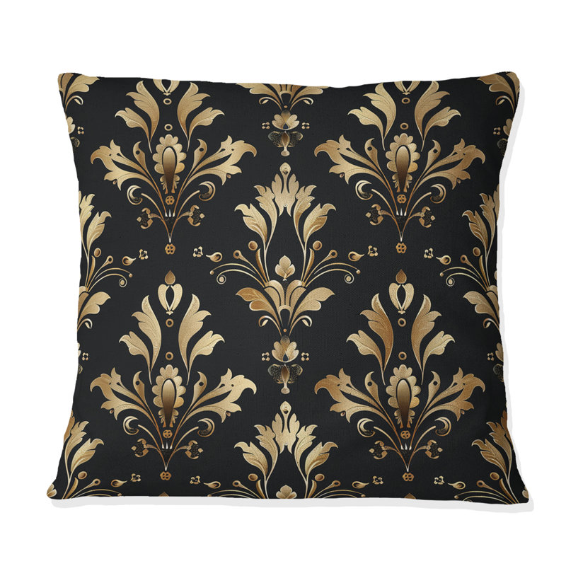 Damask Glam I - Glam Throw Pillow, 16"H x16"H