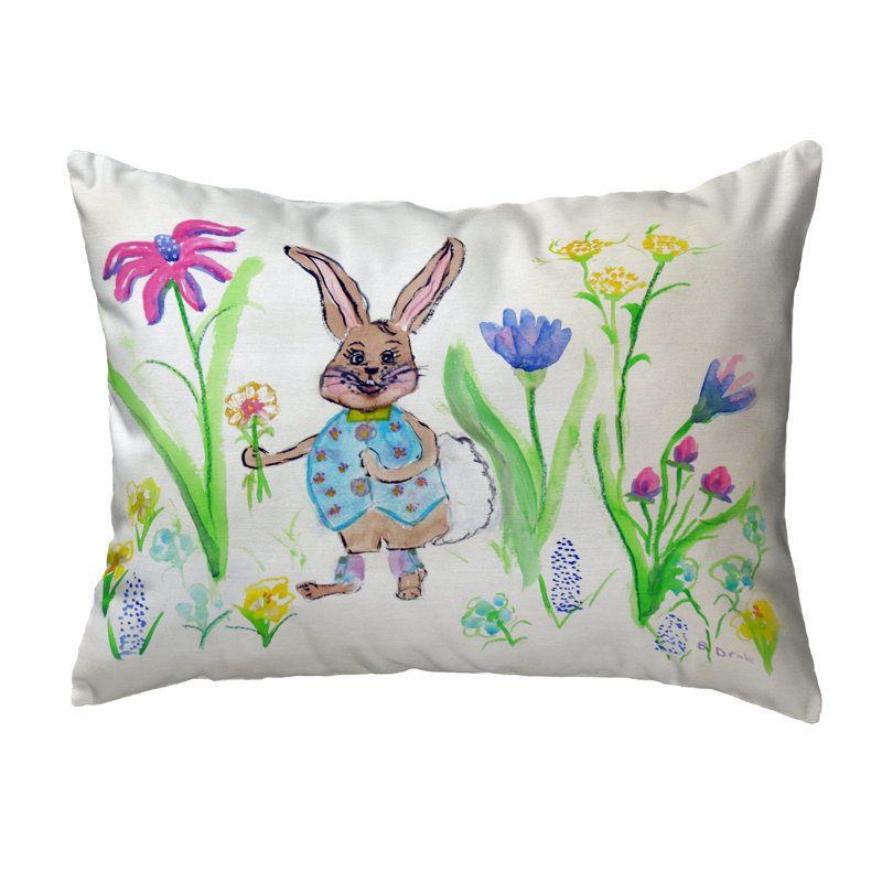  Coussin intérieur / extérieur Happy Bunny, 16 po x 20 po