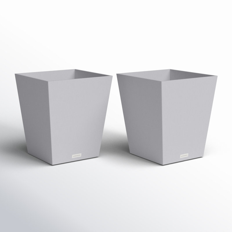 Nobleton Modern Gray 18" Square Recycled Plastic Planter Set