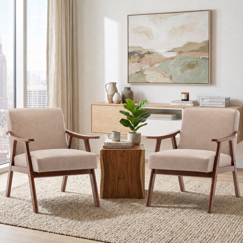 Chaise d'appoint Mid-Century avec accoudoirs Modern, Chameau clair