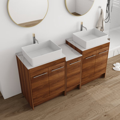 Dhrampla 59.2'' Double Bathroom Vanity with Stone Top