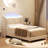 Upholstered Twin Bed Frame With LED Lights, Velvet Platform Bed Frame With Wing Back Storage Headboard, Wood Slats Support, No Box Spring Needed, Easy Assembly, Beige