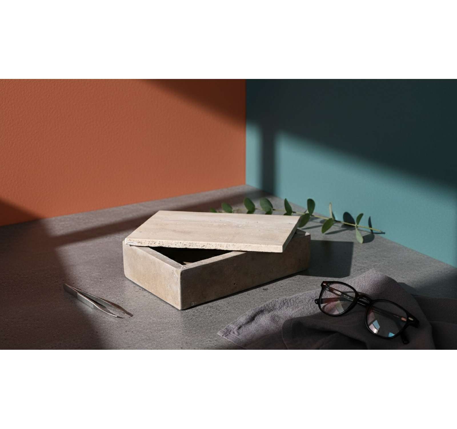 Small Travertine Rectangular Box