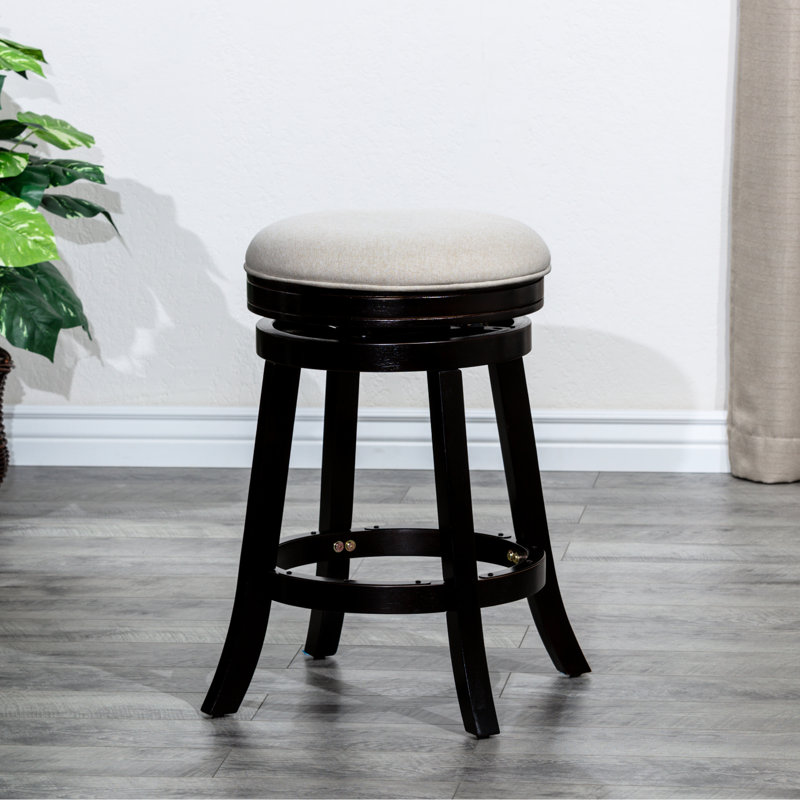 Tabouret de bar 30 po avec siège en tissu beige doux, fabrication en bois franc, fonction pivotante pour bar pratique, extérieur élégant, confortable