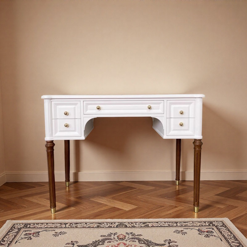 American Country-style Vintage Writing Desk, White