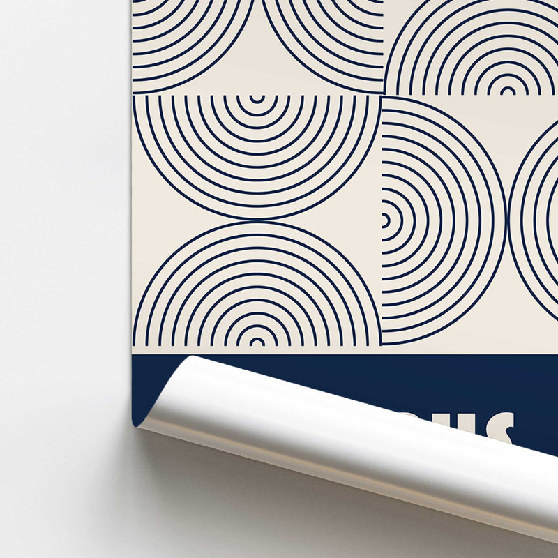 Bauhaus 1923 - imprimé bleu marine, Sans cadre, papier, H 14 po x l 11 po
