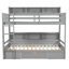 Lit superposé simple avec tablettes intégrées à côté du lit supérieur et inférieur et du tiroir de rangement, gris
