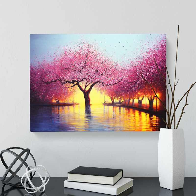 Eccentric Cherry Blossom Trees - Wrapped Canvas, 40cm H x 60cm W x 3cm D