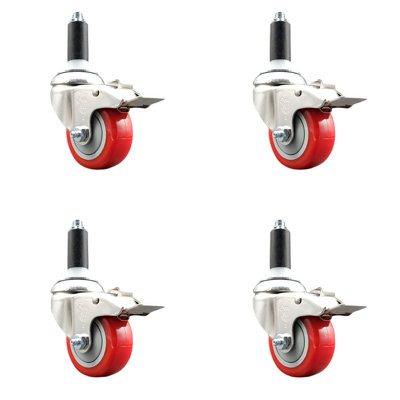 Poly Swivel Expanding Stem Caster Set Lock Brake