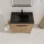  Meuble-lavabo autoportant de 30 po, lavabo en céramique noire, fermeture en douceur, imitation chêne