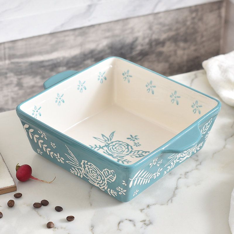 Wisenvoy Square Stoneware Baker Bakeware, Green