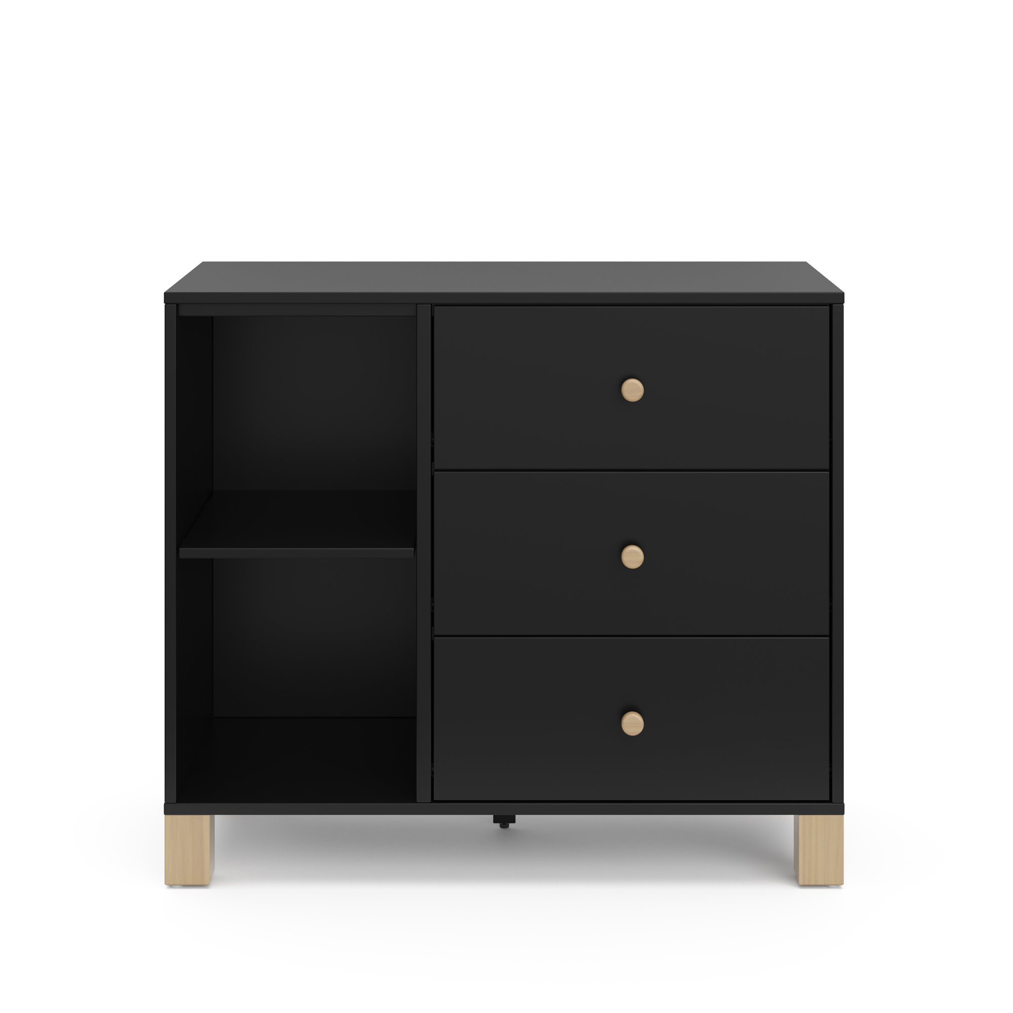 California 3 Drawer Combo Dresser, Black