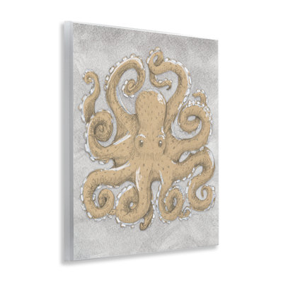Dessin de pieuvre grise, plaque murale, design par Patti Bishop