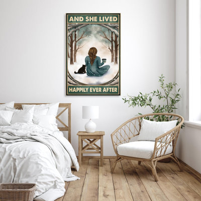 «Holice Cat and She Lived Happily Ever After», reproduction d'art graphique sur toile tendue 1 pièce