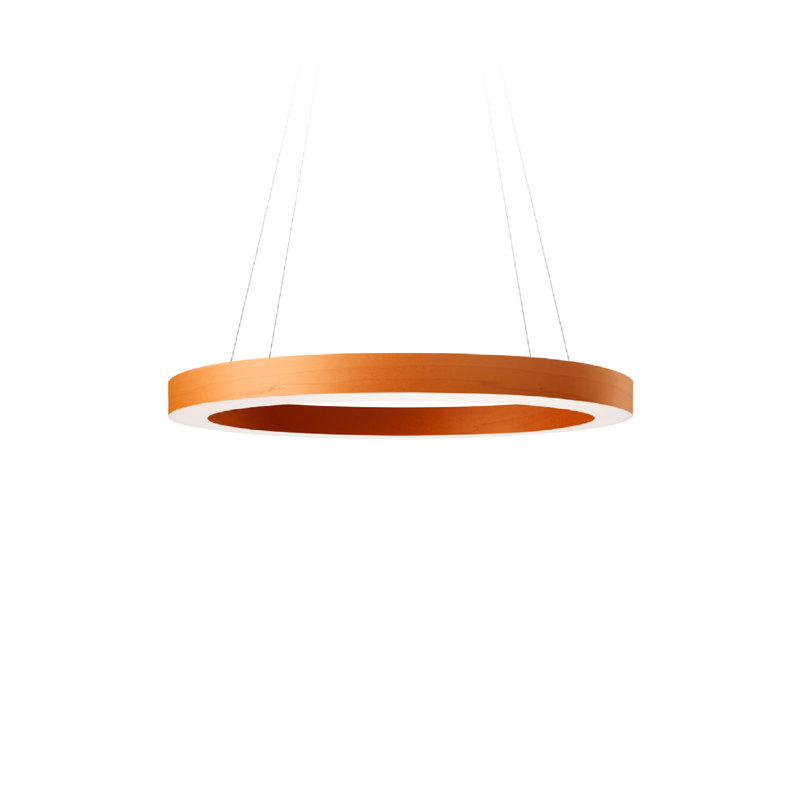 Oh! Line 1 - Light LED Chandelier, Matte Black, Natural Cherry, 2" H x 23.6" W x 23.6" D