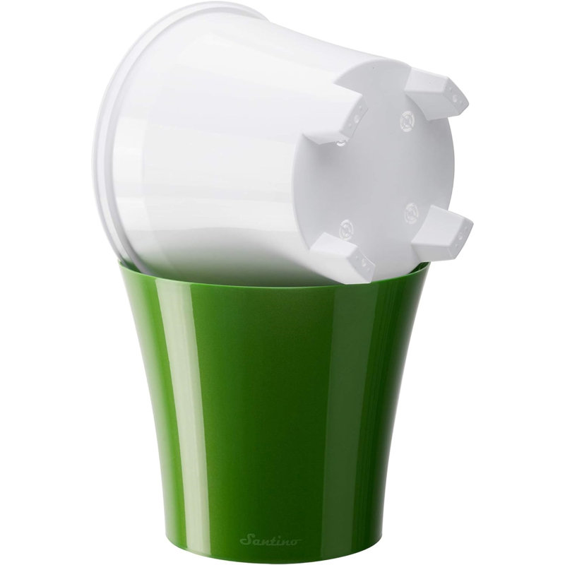 Nupur Pot Planter, 8" H x 8.5" W x 8.5" D, Green/White