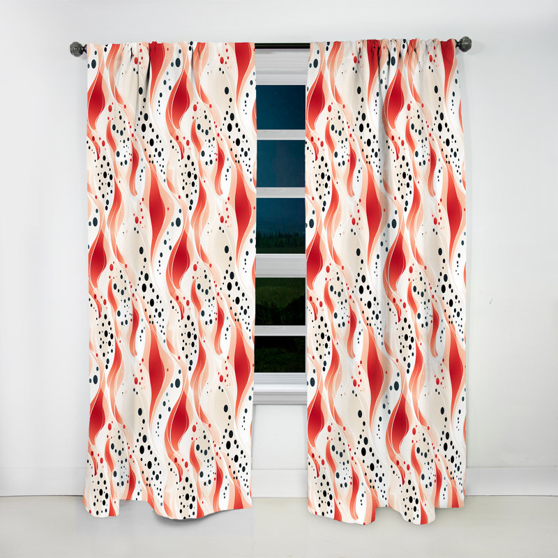 Motif à pois rouges et blancs III - Rideau abstrait - Rideau obscurcissant - 1 panneau, L 52 po x L 120 po