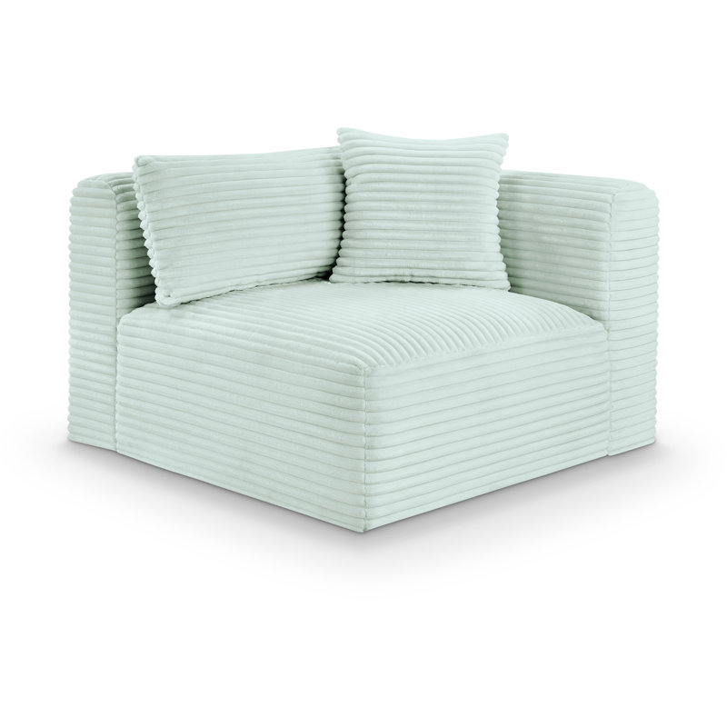 Fauteuil d'angle Carmean, Velours côtelé menthe