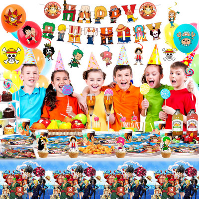 One Piece Birthday Party Supplies,87pcs One Piece Party Decorations & Tableware Set