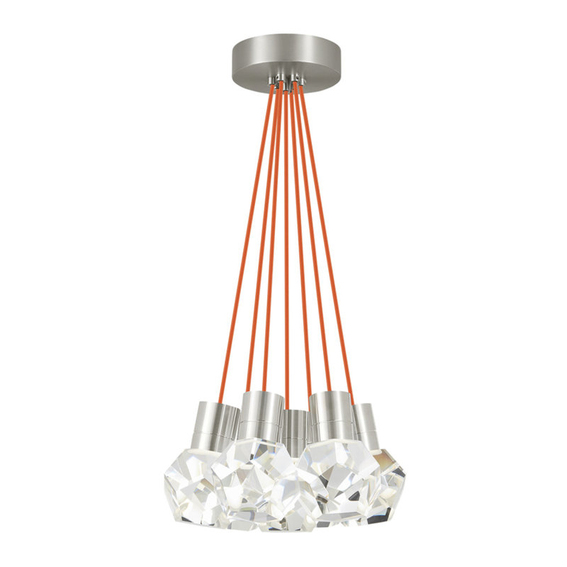 Kira 7 - Light LED Pendant, Satin Nickel/Orange